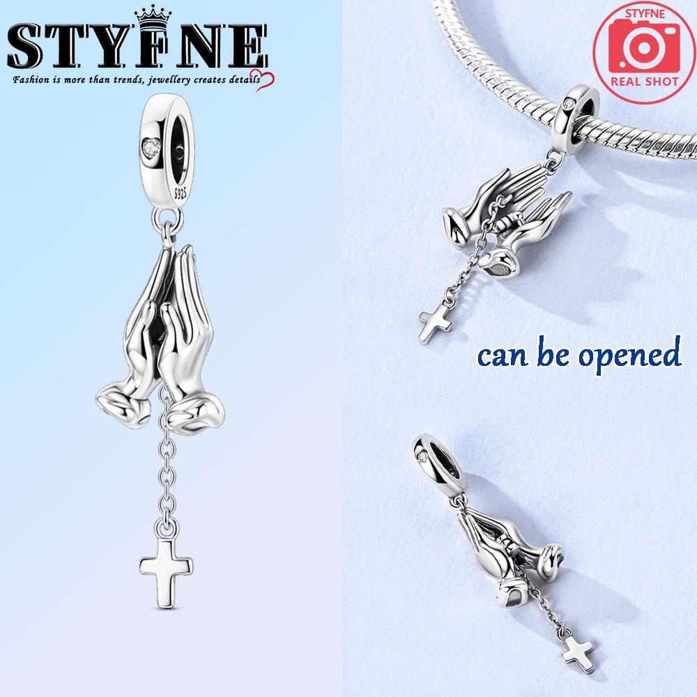Religious Series Original Charms Beads Copper Prayer Hand Activities Pendant For Woman Fit Bracelet Making Jewelry Diy Gift