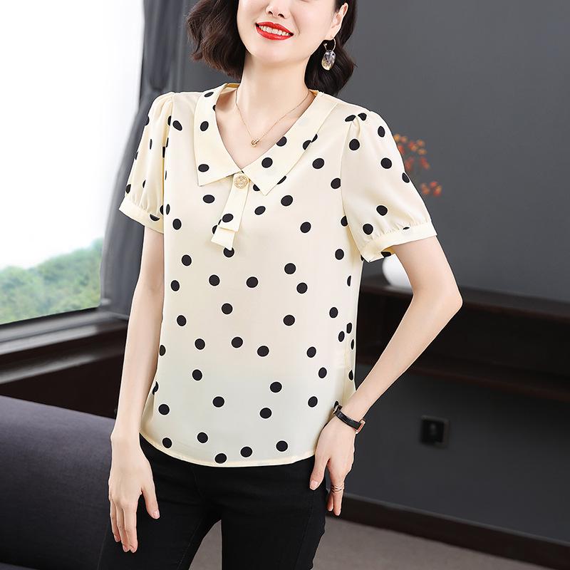 Women's Polka Dot Doll Collar Loose Tops - Summer 2023 Fashion