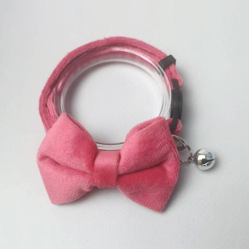 

Soft Velvet Pet Collar with Bow and Bell Adjustable Safety Collar for Cats Chihuahua and Small Dogs Cute Pet Supplies рожевий