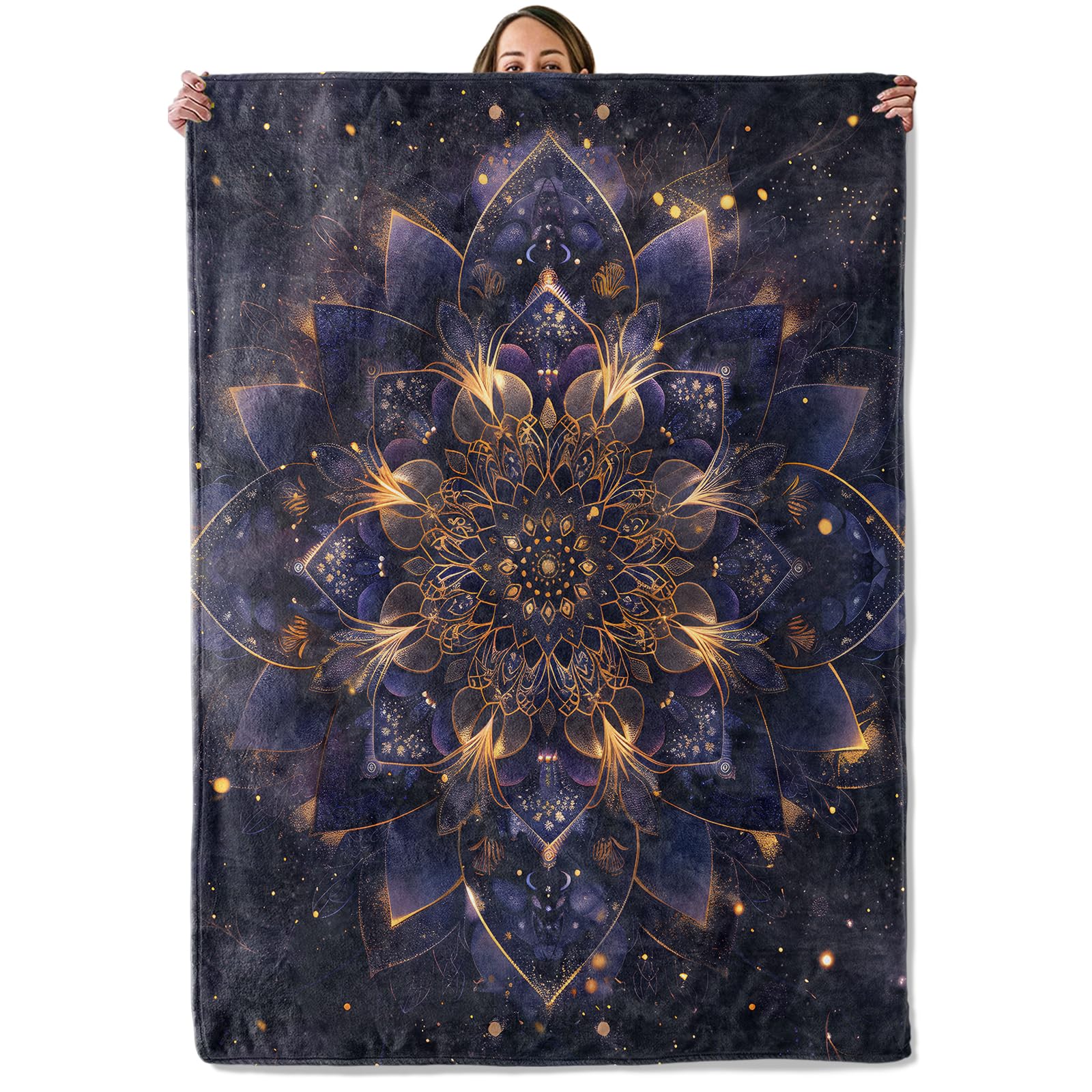 

Mandala Throw Blanket Purple Mandala Flannel Throw Blanket for Women Soft Lightweight Air Conditioner Blanket for Bed Sofa Couch 80x120cm