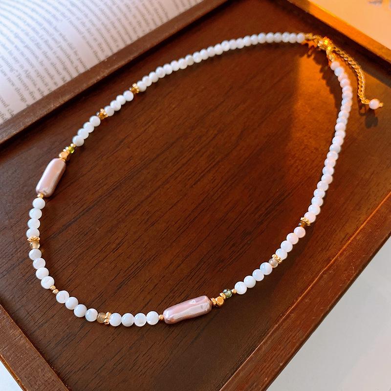 Collana a Clavicola con Nappa di Perle e Farfalla in Stile Coreano
