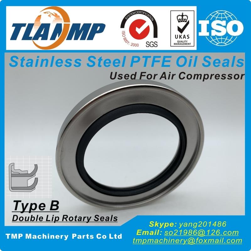 Shaft size 45/48/50/55mm Double Lip Rotary Seals , Type B Stainless steel PTFE Oil Seals Used for High Pressure Air Compressor 48x70x10mm
