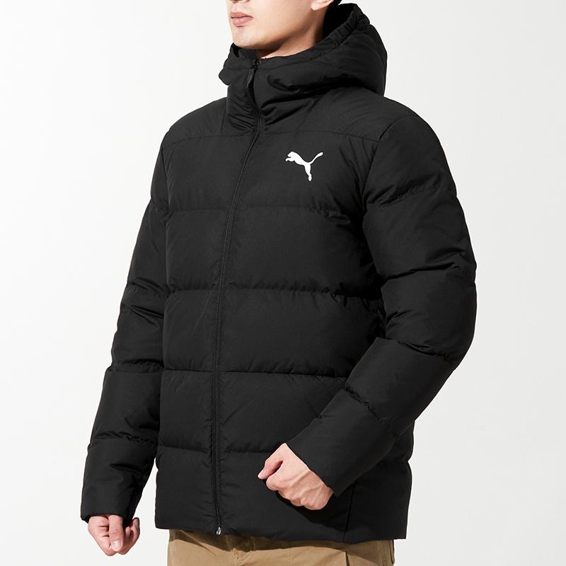 Puma Basic Down Jacket With Logo And Hood Men Outerwear Black 534936-01