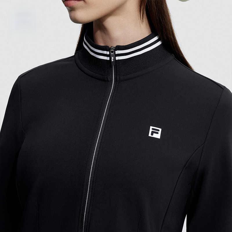 Fila Golf Series Color Block Zip Collar Jacket Women Jackets Deep-Black A11W345501FBK