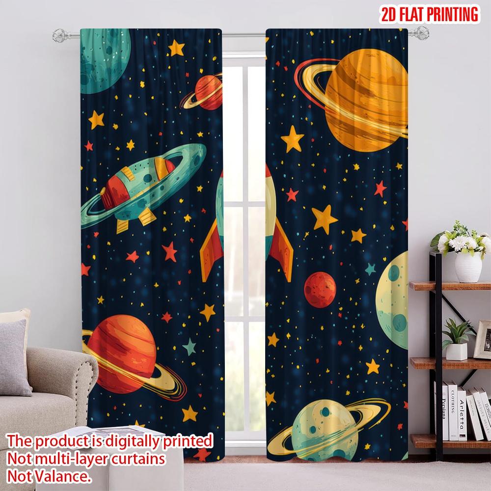

2D flat printing 2pcs Window Curtains Cubes Curtains - Girls Kids Rainbow Versatile Polyester,Without Electricity Birthday Party 52.50 × 116.00 cm 2 pcs