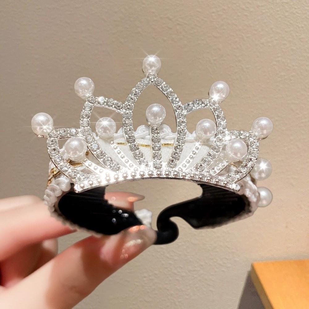 High Ponytail Fixed Artifact Children's New Year Crown Pearl Hair Clip Crab Women/Kids