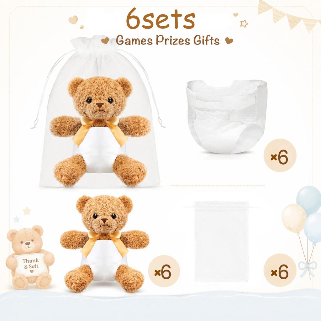2-10 Sets Baby Shower Games Prizes Baby Doll Diapers Bear Blindfolded Diaper Changing Kit Gender Reveal Baby Shower Favors Gift