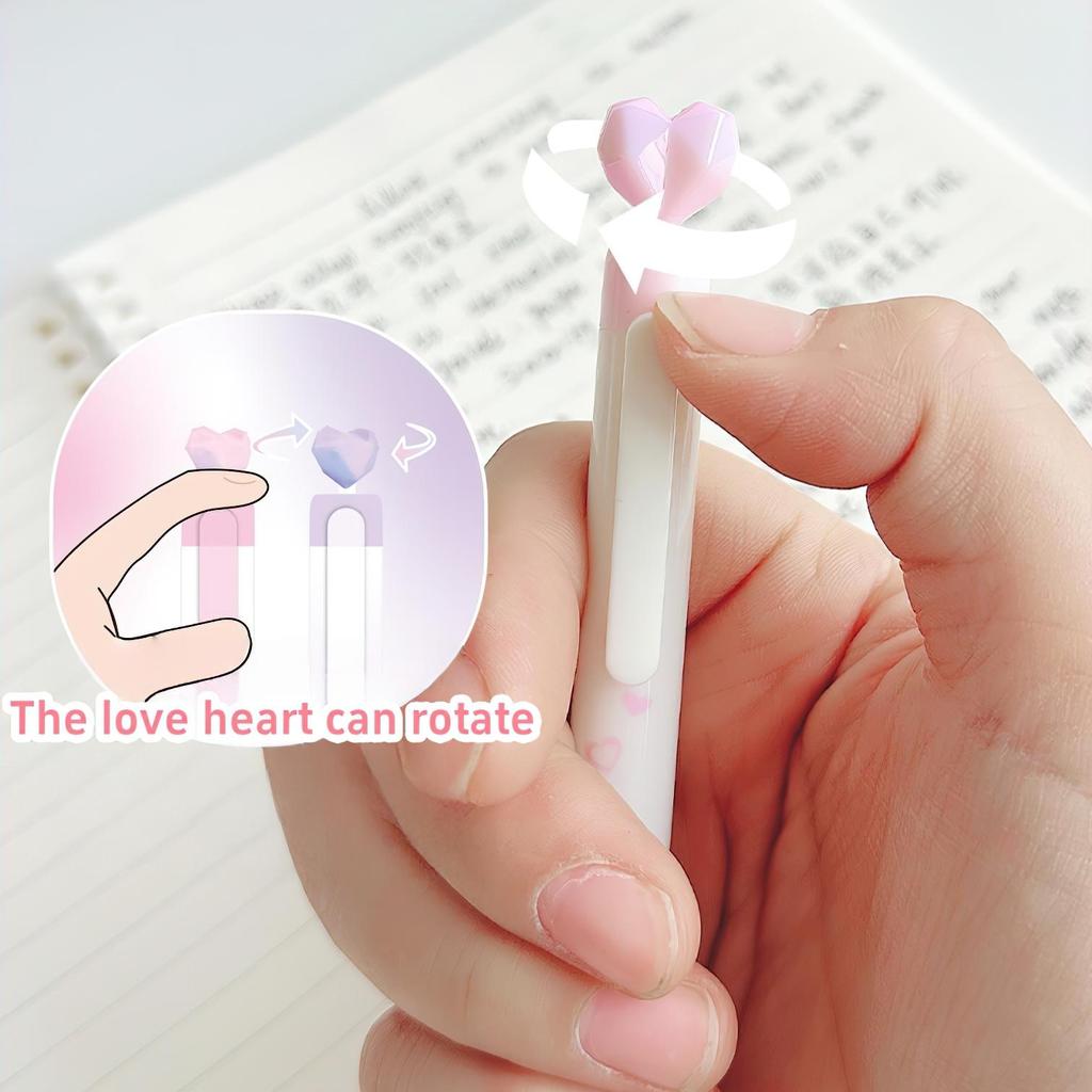 4pcs Colorful Heart Gel Pens Set Dream 0.5mm Ballpoint Black Color Ink for Writing School