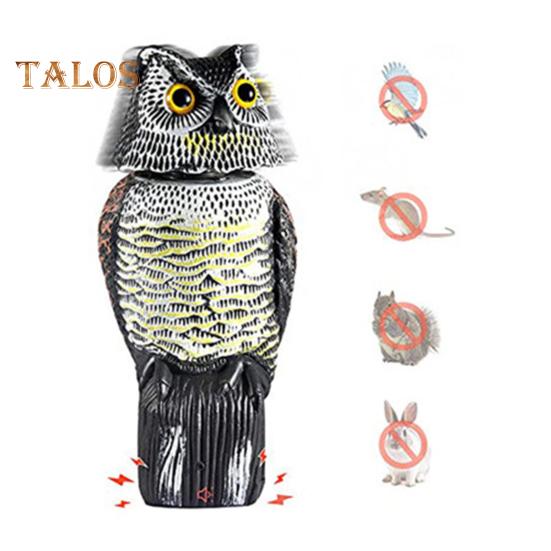 Uglelokkefugl med roterende hode, naturlig avskrekkende uglefigur, hagebeskytter, fugleskremselugle for hager, terrasser, balkonger