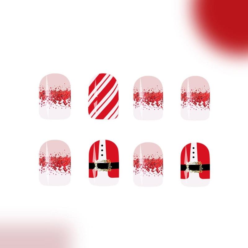 48Pcs Holiday Themed Snowman Snowflake Press On Nails Stick On Nail False Nail for Christmas Gatherings and Event