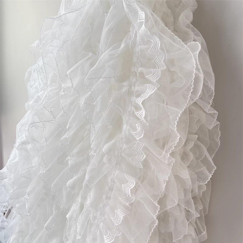 2025 New White Embroidered Double Tulle Lace DIY Clothes Cuff Neckline Long Skirt Hem Curtain Edge Sewing Factory Supply Renda