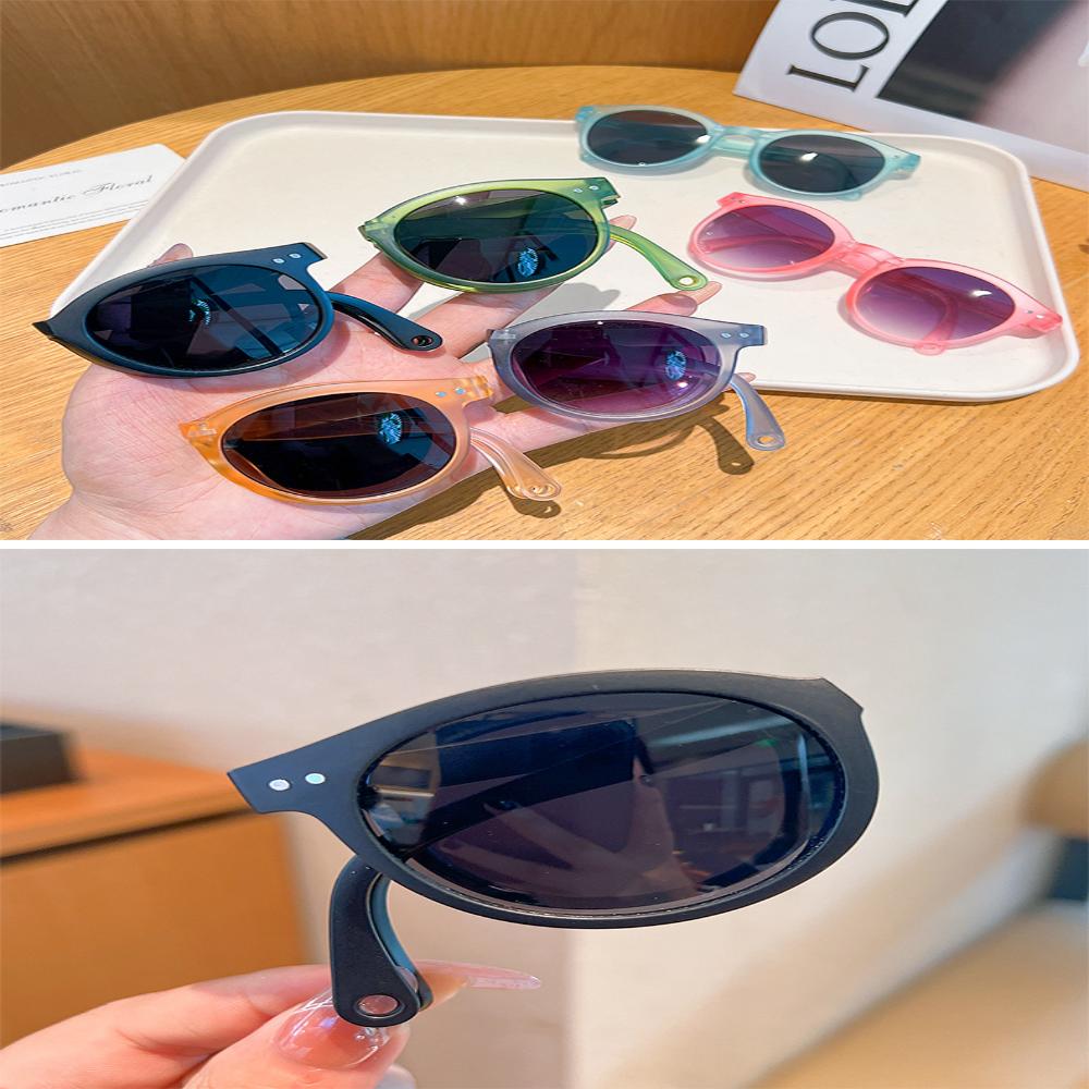 Children's Colored Sunglasses  Foldable Round Frame Sun Glasses Boys And Girls UV400 Ultraviolet Eyepiece For Ages 2-8 Years Kid