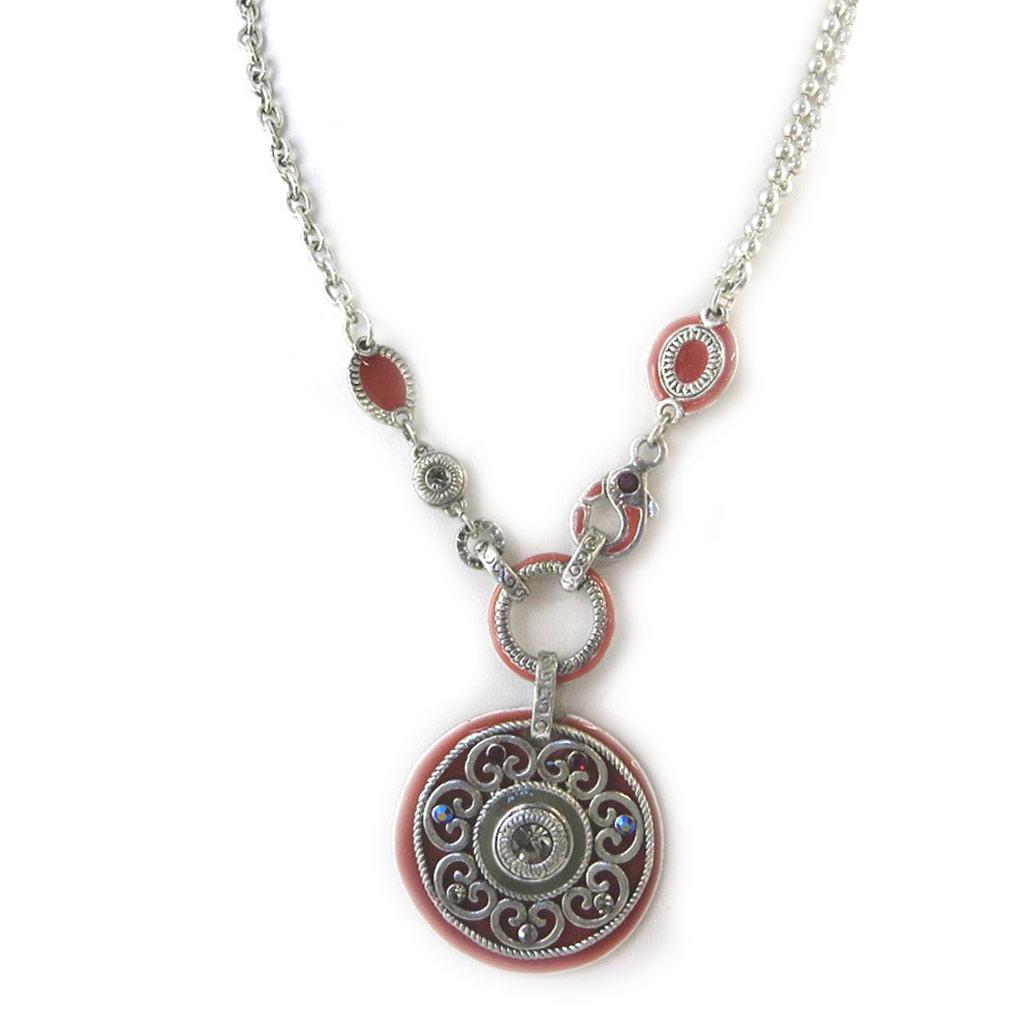 Les Trésors De Lily [C5450] - Designer Necklace 'Babouchka' Red Gray