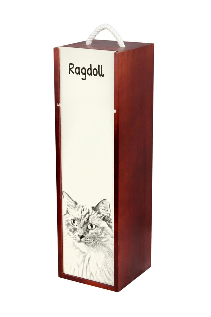 Ragdoll - Wine Box with a Cat, Alcohol Box with Graphics, Personalized Gift Box from the Art-Dog Brand