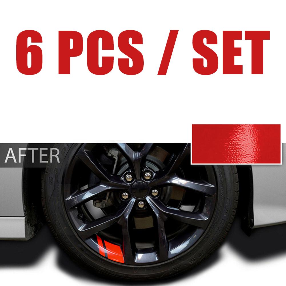 6Pcs Car Sticker Reflective Car Wheel Rim Vinyl Warning Stickers Hash Mark Stripe Racing Wheel Hub Decals for Size 16" - 21"