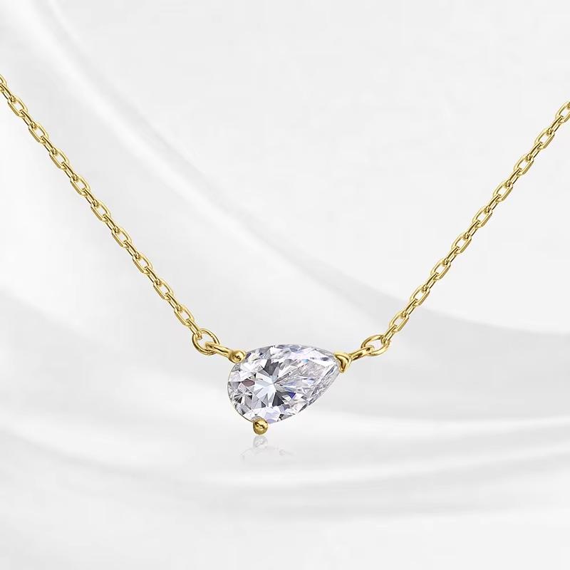 

Smyoue 1-4CT Pear Cut Moissanite Pendant Necklace for Women Girls 3 Designs Lab Diamond Wedding Silver 925 Chains Fine Jewelry 1CT