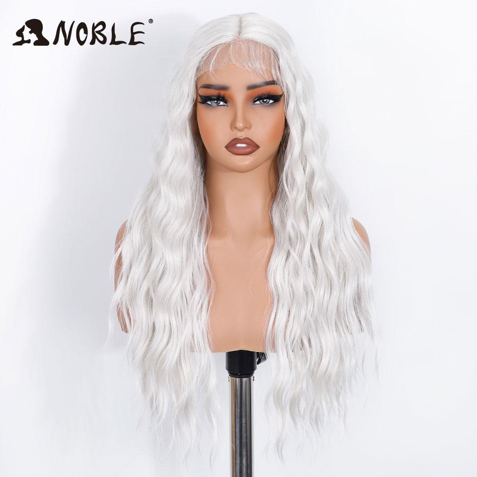 

Noble Synthetic Lace Front Wig 26 Inch Long Wavy Lace Part Body Wavy Lace Wig For Women Cosplay Lace Front Wig Ombre Blonde Wig (as the picture,150%&26inches&Lace Part Wig)