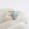 Bague Larimar Naturelle, Bague Pierre Bleue, Argent Sterling 925 Fait Main, Bague Fine Ovale, Cadeau de Mariage