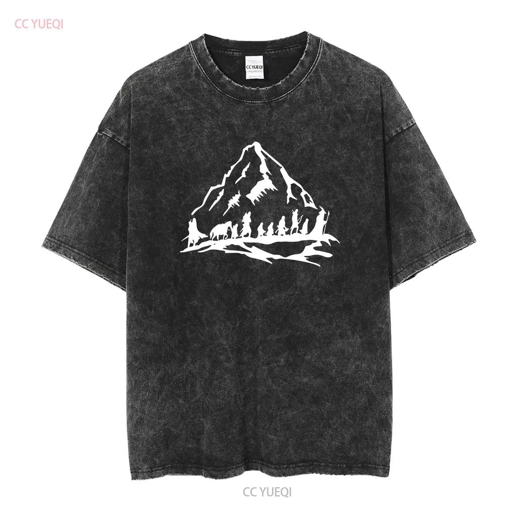 Fellowship of the Ring T Shirt LOTR Mountain  Womens Mens  vintage Washed Stretched streetwear Comfortable homme Casual Unisex