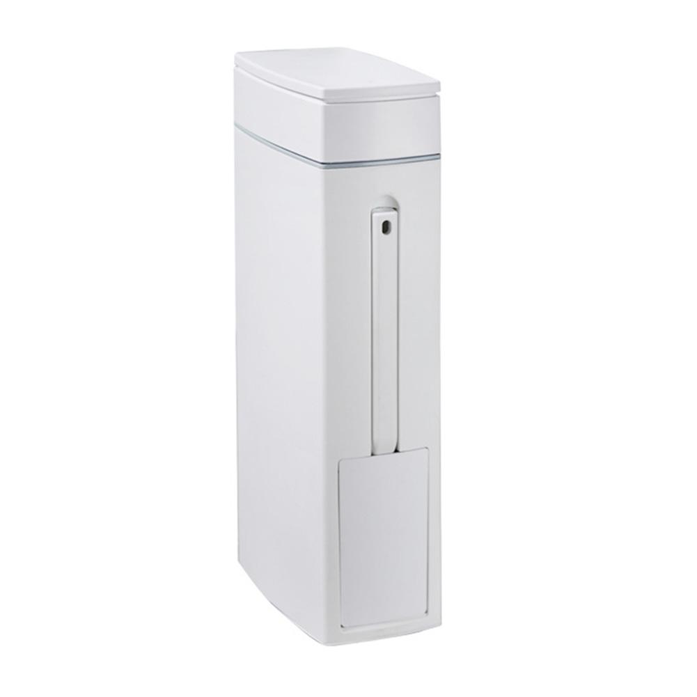 

Slim Trash Can with Cleaning Brush and Lid Plastic Waste Basket Bathroom Trash Can for Bathroom Narrow Space