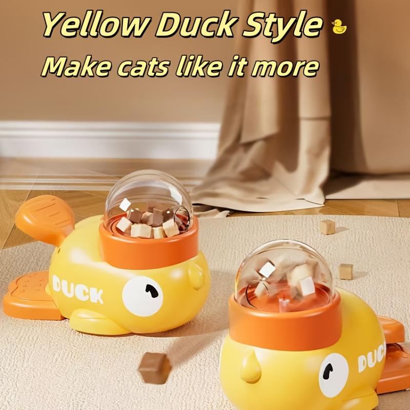 Duck Design Manual Press Cat Feeder Toy, Battery-Free Interactive Pet Treat Dispenser for Cats Dogs