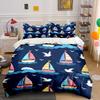 Sailboat Pattern Three-Piece Set Soft Comfortable Duvet Cover Bedding Set Included 1*Duvet Cover & 2*Pillowcases, Gift