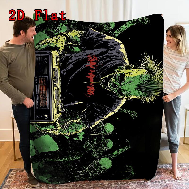 Horror Zombie 2D Flat Pattern Flannel Blanket High quality All Seasons Warmth and Comfort Perfect for Christmas Gifts.MMT0918269