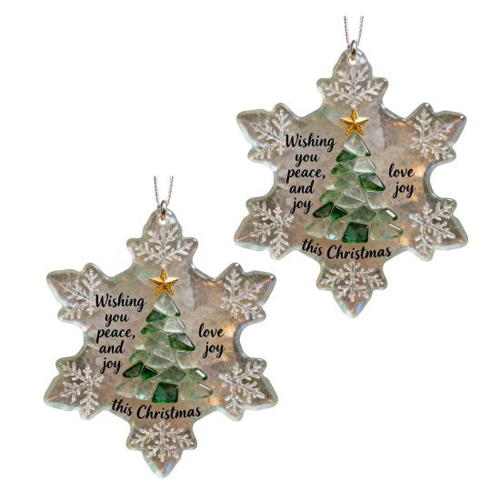 Snowflake-Shaped Sea Glass Christmas Tree Ornaments Coastal Inspired Seaglass Keepsake for Christmas Tree Hanging Decoration