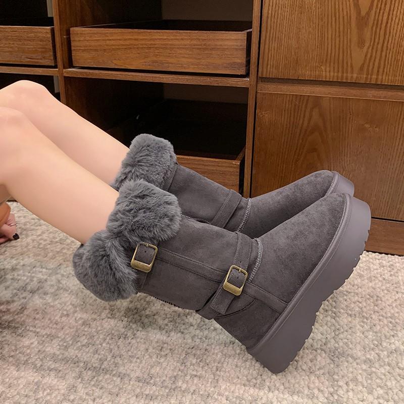 Women's thick-soled one-step fashion winter lightweight warm anti cold snow boots non-slip casual sneakers long cotton boots