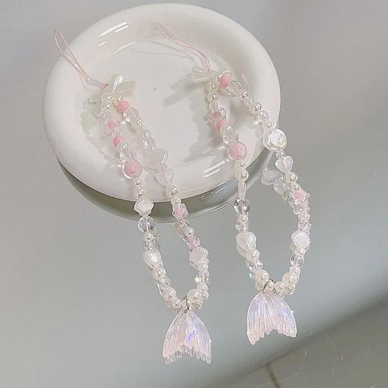 Aesthetic Phone Wrist Strap Beaded Phone Lanyard Bracelet Keychain Phone String Phone Charms Phone Decoration Accessory