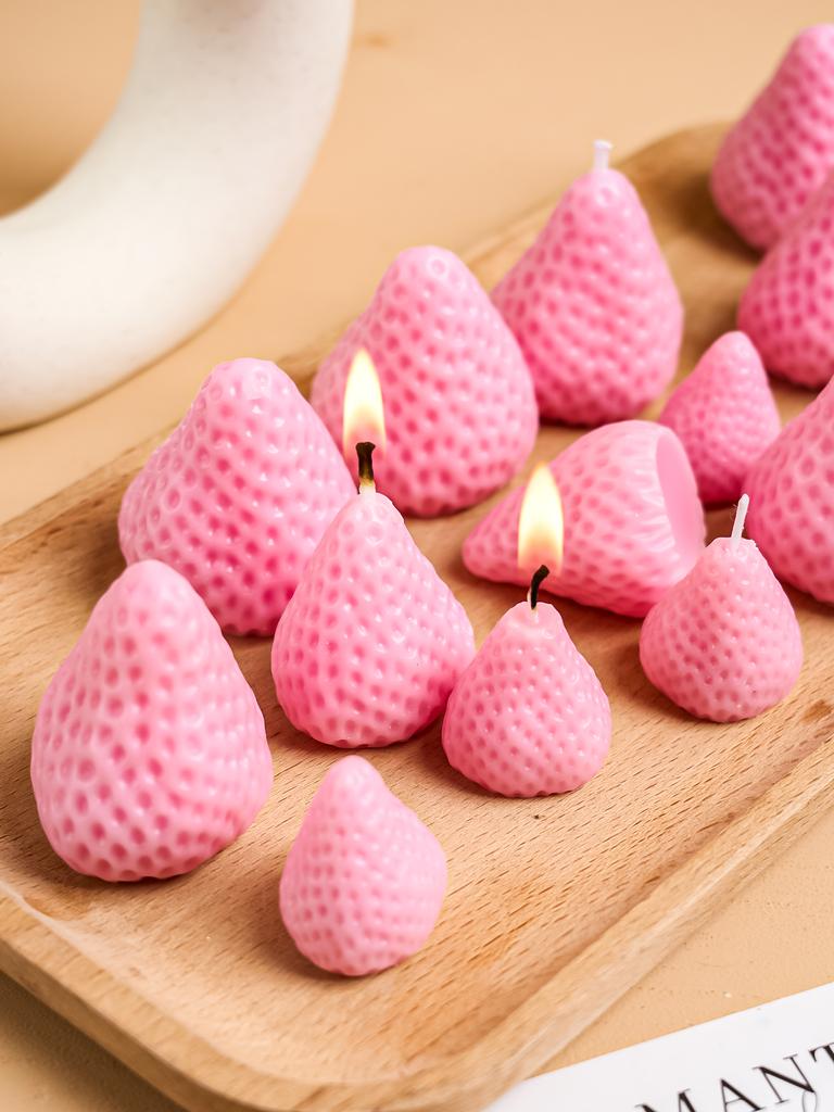 3D Tatlı Çilek Kokulu Mum Silikon Kalıp El Yapımı Sabun Doğum Günü Hediyeleri Kendin Yap Reçine Alçı Çikolata Parti Dekorasyonu Kalıpları