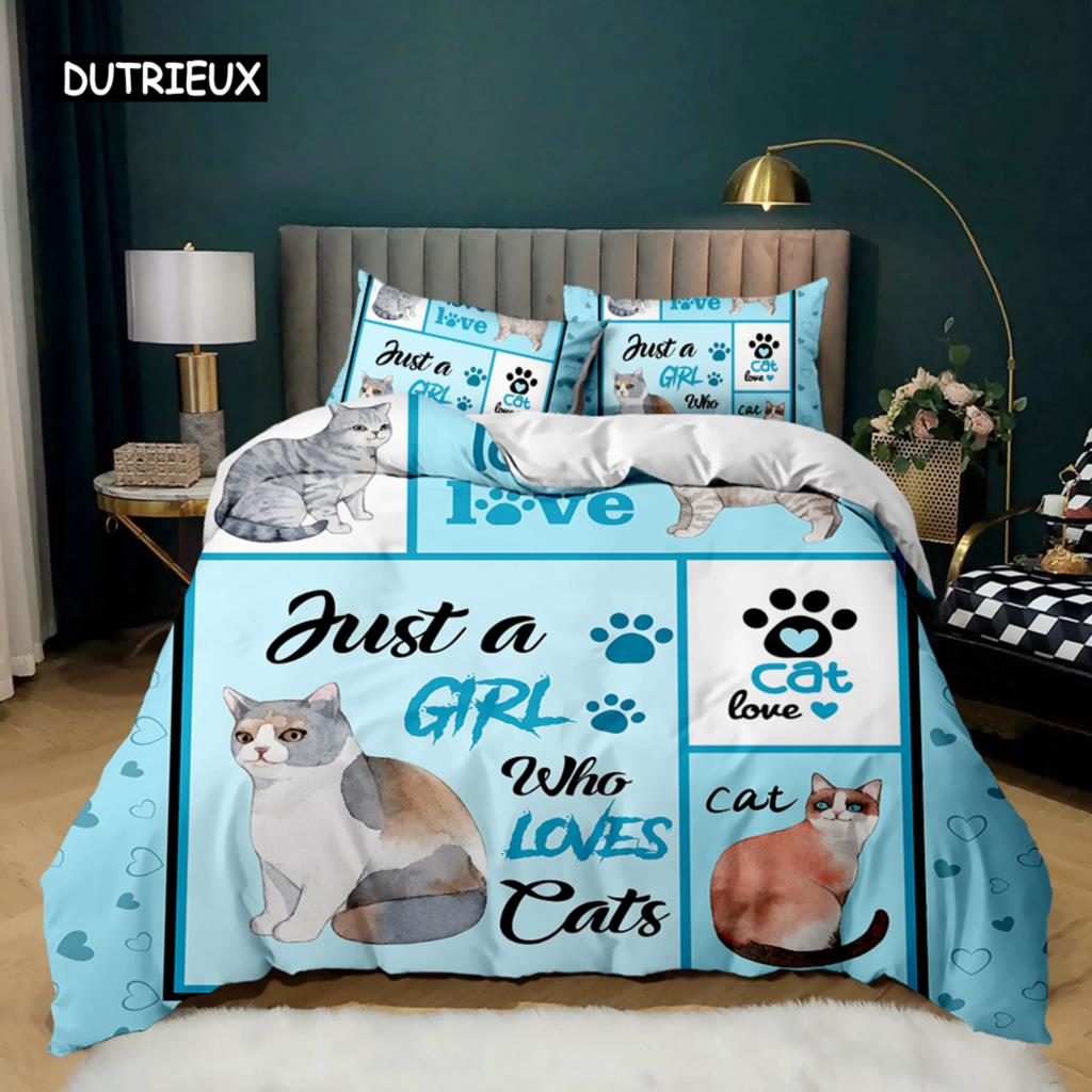 Cartoon Duvet Cover Set Howling Wolf In The Moonlit Night Bedding Set Polyester Just A Girl Who Loves Wolves Pattern Quilt Cover
