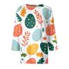 Top da donna casual con stampa di elementi pasquali, girocollo