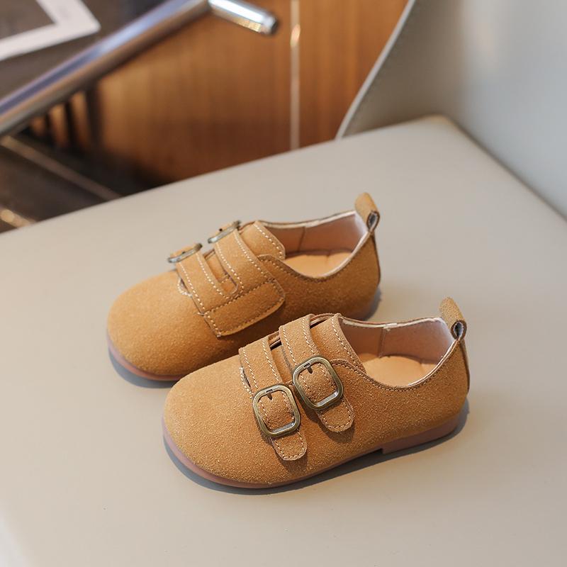 2024 New Children's Leather Shoes Spring Autumn Round-toe Kids Causal Shoes Fashion Boys Girls Solid Color Flat Mary Jane Shoes