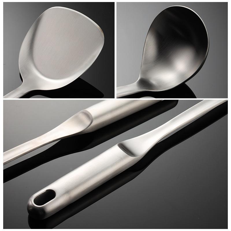 304 stainless steel flat hollow handle spatula porridge spoon sanding creative new kitchen fried spatula housewarming gift