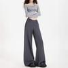 Gray American Style Low-waist Slightly Flared Suit Trousers for Women in Spring and Spring Loose and Drapey Casual Trousers