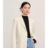 Women's Padded Shoulder Lapel Long Wool Blazer Coat