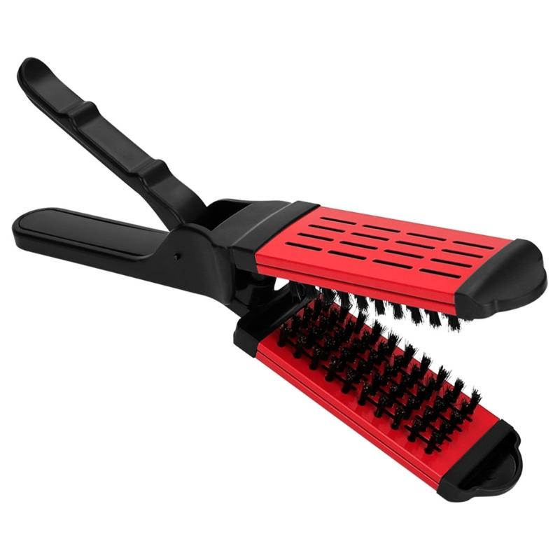 Double Sided Straightening Brush Clamp Hair Brush V-Shape Hair Styling Comb Hairdressing Tool for Home Barber Shop