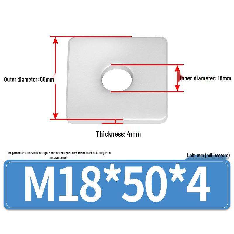 304 Stainless Steel Thickened Square Flat Washers M4-M24