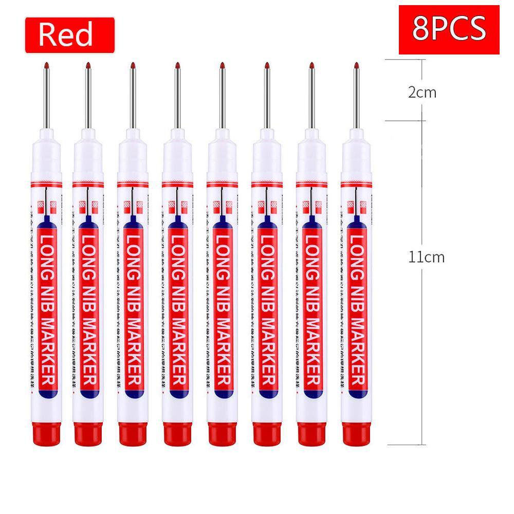 1/2/4/6/8Pcs Long Head Markers Pen Bathroom Woodworking Decoration Multi-purpose Deep Hole Marker Pens Red/Black/Blue/Green Ink
