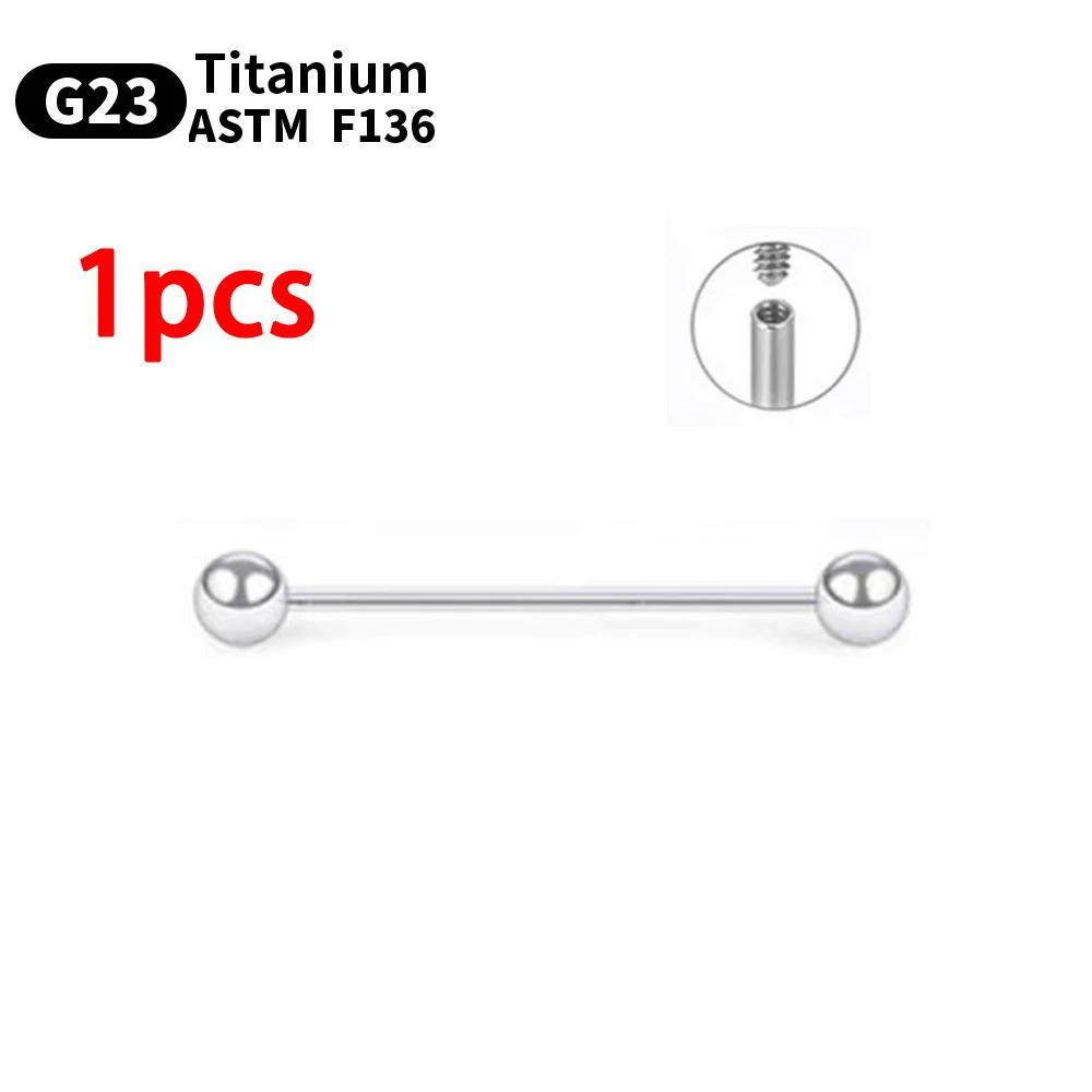 1/10pcs External Internal thread Piercing Jewelry G23 Titanium 14G 16G Long Industrial Barbell Ring Tongue Sexy Barbell
