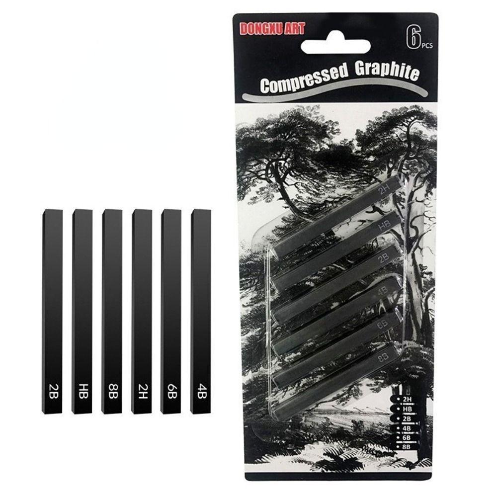 

Graffiti Artist Sketch Students Square Carbon Stick Compressed Carbon Bar Carbon Pen Art Supplies 6pcs/set(white highlights)