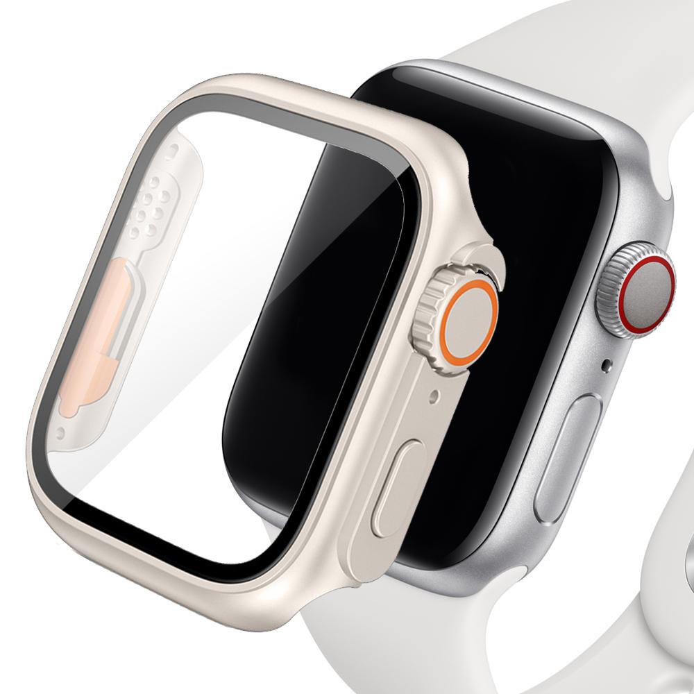 Change to Ultra for Apple Watch Case Series 8 7 45mm 41mm Screen Protector Cover Glass+Case for iWatch 4 5 6 SE 44mm 40mm Bumper