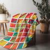 Vibrant Geometric Patchwork Knit Throw Blanket Sofa Bed Living Room Decorative Soft Warm Throw Blanket
