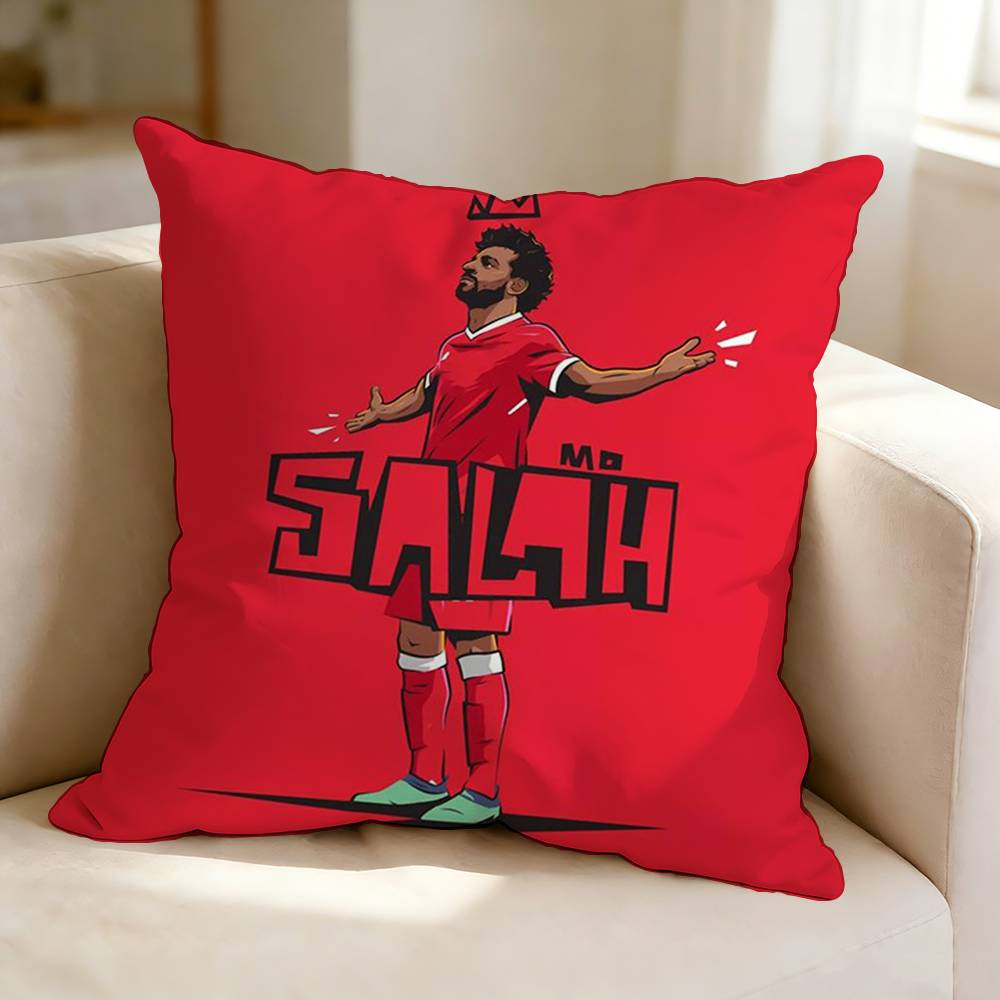 Football player MMohamed Salah Square DoubleSided printed Pillow Case Bedroom Bedside Pillow Sofa Cushion Cover