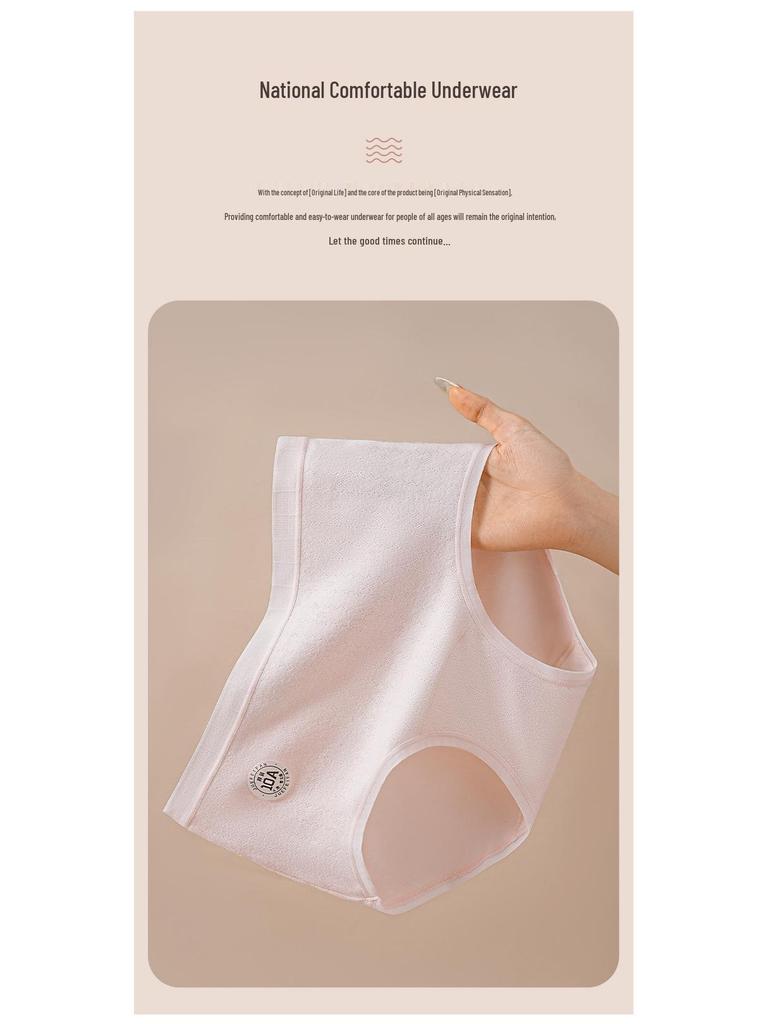 10A Seamless Women's Pure Cotton Antibacterial Plus Size Briefs with Extended Crotch & Breathable Design