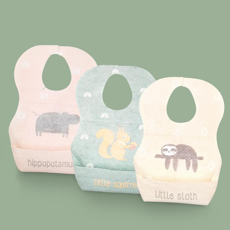 Printed Children's Disposable Rice Pocket Saliva Pocket Bib Saliva Towel Go Out Portable Washable Non-woven Bib