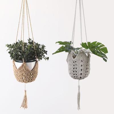 Balcony With Tassel Handmade Plant Hanger Baskets Flower Pots Holder Knotted Lifting Rope
