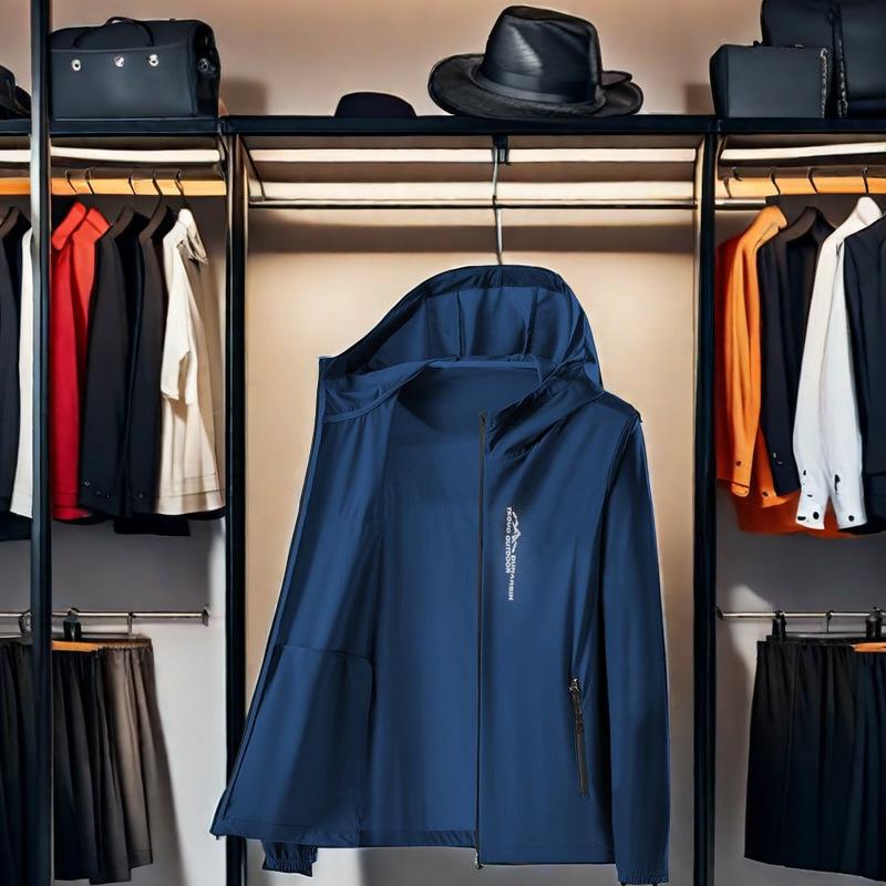 Pánská ultratenká bunda s kapucí s ochranou proti UV záření z ledového hedvábí - Stylové letní oblečení