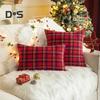 Christmas Pillowcase Plaid Print Single Side Print Colorfast Hidden Zipper Two Sizes Available Couch Decoration Throw Pillow Cover Pillow Sham